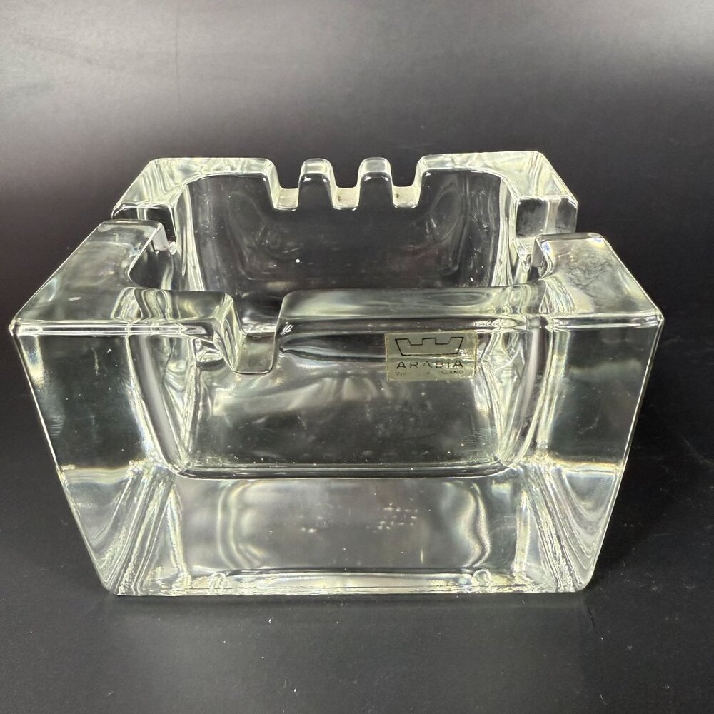 Arabia Finland Clear Crystal Ashtray By Kaj Franck For Cigar Cigarette